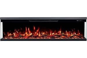 Tresidig elektrisk kamin Emotion Flame Unity 152 – premium eld, vägg, inbyggd – 152 x 19 x 36 cm – LED-kamin med värme 900/1 800 W