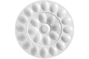 Flexzion Bandeja Cerámica Blanca Porcelana de 25 Tazas para Servicio, Catering y Tu Creatividad. Portar Huevos Rellenos Duros, Huevos de Pascua, Postres, Paleta de Platos de Cocina Decorativa Única