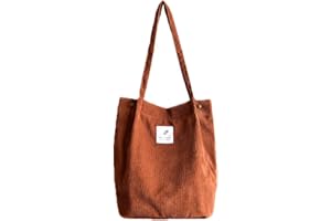 Etercycle Cord Umhängetasche Damen, Schultertasche Groß Cord Tasche Lässige Tote Handtasche Fashion Stofftasche für Alltag, Büro, Schulausflug und Einkauf (Rotbraun)