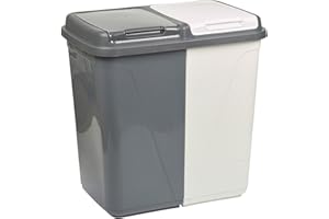 URBNLIVING 90L Double Kitchen Recycling Laundry Duo Bin Garbage Under Cabinet Trash Can (90 -Grey and White)