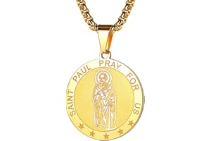 FaithHeart Personalised Stainless Steel St Benedict Anthony Necklace for Men Women Retro Christian Patron of Saint Talisman Amulet Jewellery in Silver/Gold/Black Birthday Gift