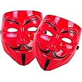 Sage Square Red Vendetta FACE MASK Fawkes Mask Anonymous VIP Edition Face-Mask Perfect Fit Cosplay V for Vendetta (Set of 2)