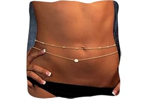 Flovel Boho Layered Belly Chain Gold Waist Chains Pearl Belly Waist Chain Nightclub Body Chain Body Jewelry for Women