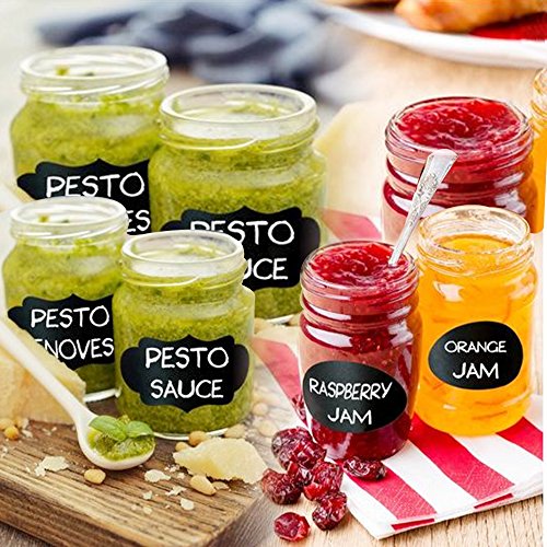 Goldge 108pc Tafel Sticker Kitchen labels Plus Kreidemarker ,Wiederverwendet Küchen Label Tafel aufkleber Zum Beschriften für Gewürzgläser Chalkboard - 6