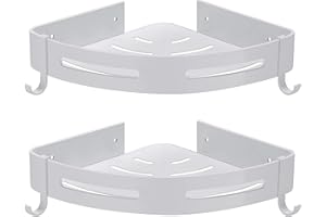 Hoomtaook Portasapone Doccia Mensola da Doccia da Angolo, Alluminio Spaziale Mensola per Doccia Nessuna Foratura Autoadesivo Montato A Muro 2 Pezzi Bianco