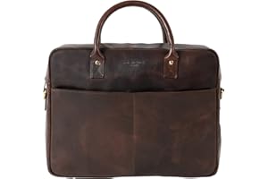 HOLZRICHTER BERLIN Cartellina portadocumenti (M) realizzata a mano, grande borsa per computer portatile e borsa a tracolla in pelle di alta qualità per uomo in marrone