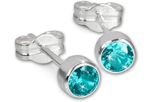 SilberDream Damen-Ohrringe Zirkonia türkis 925 Silber Ohrstecker SDO503T
