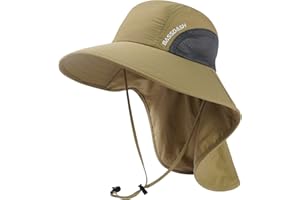 Bassdash Cappello da Sole Unisex UPF 50+ Cappello da Pesca Idrorepellente Tesa Larga con Ampia Protezione del Collo Coda di Cavallo Uomo Donna