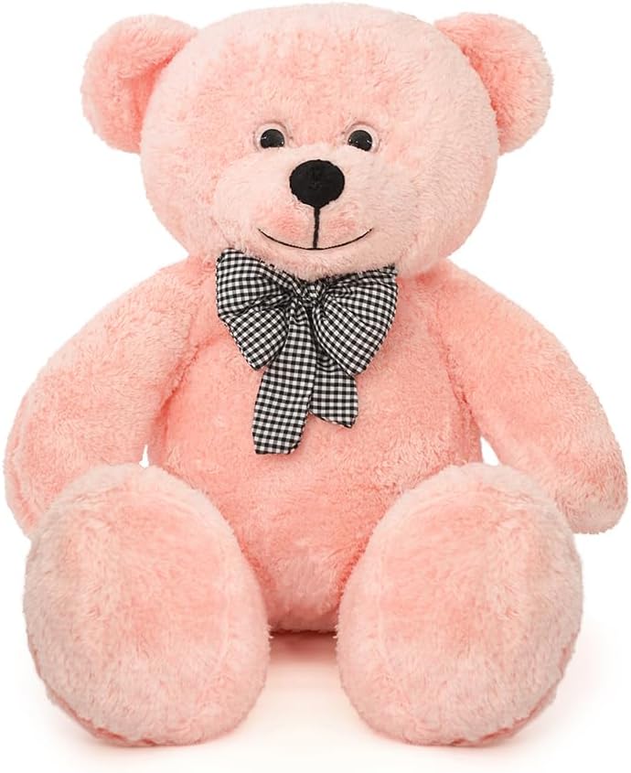 80 cm Dev Pelüş Ayıcık,Papyonlu Peluş Ayı,Yumuşak ve Sevimli Büyük Boy Oyuncak Ayı,Sarılmalık Papyonlu Ayıcık,Sevgiliye Hediye (Pembe)