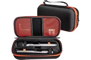 TheJuns Eva-Hartschalenhülle für JBL PartyBox Wireless Mikrofone - Stoßfeste Aufbewahrungsbox mit Tragegriff, wasserdichte Mikrofon-Schutztasche, Robuster Transportkoffer (Schwarz)