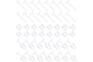 Xzeemo 50 Paia di Orecchini in Plastica Trasparente, Chiusure per Orecchie Sensibili, Chiaro 4mm, Perni e Ferma Orecchini in Gomma