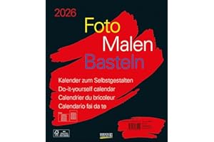 Foto-Malen-Basteln Bastelkalender schwarz groß 2026: Fotokalender zum Selbstgestalten. Do-it-yourself Kalender mit festem Fotokarton. Format: 30 x 35 cm