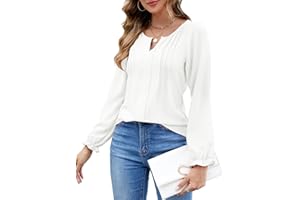 ROFUSSO Top Donna a Maniche Lunghe con Scollo a V Top Eleganti a Maniche Lunghe Top a Maniche Lunghe Casual e Allentati Top a Maniche Lunghe Autunnali