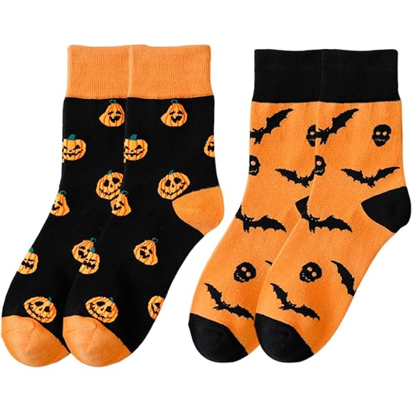 Calzini Di Halloween Con Pipistrelli - Calze In Cotone Morbido, Traspiranti E Assorbenti, Modello Creativo, Per Uomo E Donna, Taglia Unica - 2