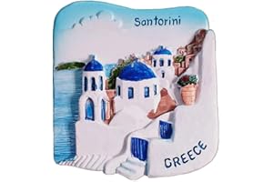 MUYU MAGNET Aimant de réfrigérateur 3D Santorin Grèce, décoration de maison et de cuisine Santorin Grèce Aimant de réfrigérateur souvenir touristique cadeau