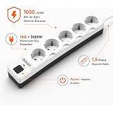 1050 Joule Akım Korumalı Anahtarlı 5'li Grup Priz, Ani ve Aşırı Gerilim Koruması, 16A, 3680W, 1,5 Metre Kablo, Dotvolt Surge 