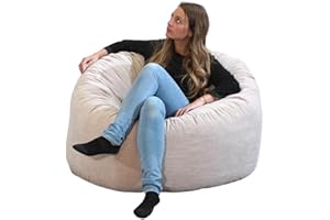 bananair - Puff Salón de Terciopelo Acanalado - Suave y Confortable - Puff Pera con Relleno de Espuma Incluido, Óptimo Apoyo para la Espalda - Bean Bag, Sofa Puff Gigante (100 cm, Beige)