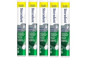 FITZEN Steradent Active Fresh Denture Cleaning Tablets 30 - Daily Denture Cleaning Bundle Tablets - Pack of 5