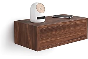 MOBILI FIVER, Mesita de Noche Riccardo, Color Nogal, Aglomerado y Melamina, 45 cmx25 cmx15.5 cm, mesita de Noche para Salon y habitación, Made In Italy