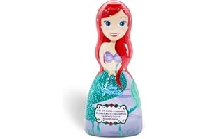 LORENAY Disney Ariel The Little Mermaid Kids 2-in-1 Bubble Bath & Shampoo - Gentle, Paraben-Free Bath & Hair Wash with Vitamin E & A, pH Balanced for Sensitive Skin - Scented, for Children Aged 3+, 250ml