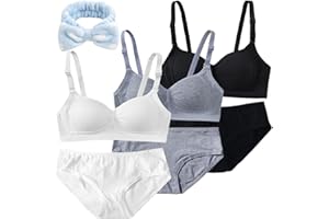 Sunvivid Teenager Mädchen BH Ohne Bügel Nahtlose Unterwäsche Baumwolle Sport Softbra Bralette für 12-18 Jahre Kinder und Frauen mit Kleiner Brust - 2/3/6er Set