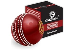 ONEGlobal Balle de Cricket d'Entraînement en Caoutchouc Souple et Sûre | avec Vraie Couture Cousue et Noyau pour Bounce, Swing & Spin | Idéal pour Le Développement des Compétences