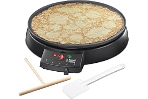 Russell Hobbs Crêpes Maker, 1000W, nonstick-beläggning, 30cm diameter, redskap för att sprida smeten ingår, Fiesta 20920-56