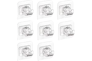 HAIERDIDI Paquete de 8 soportes para barra de cortina, cortinas adhesivas sin perforaciones, o ganchos de riel para toallas, para colgar cortinas, adecuadas para postes menos de 4 cm de diámetro, transparente