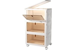 CTSNSLH 23Qt Plastic Storage Bins Organizer 3 Tier, Stackable Bins for Storage, Storage Boxes with Lids, Storage Containers Organizer for Bedroom Living Room Study Office, Folding Storage Boxes