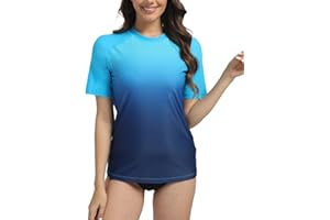 SURFEASY UV Shirt Damen Kurzarm UPF 50+ Schwimmshirt Schnelltrocknen Rundhals Badeshirt S-XXXL