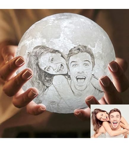 Regalos Originales Para Mujer Lámpara De Luna Personalizada 3D – Con Foto Y Texto, 16 Colores, USB Recargable, Control Remoto Lámpara Luna Personalizada
