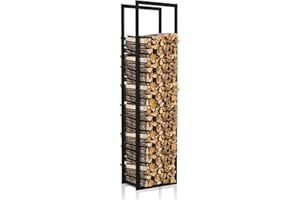 Ansobea 150x40x25cm Soporte de Madera Estante de Registro de Chimenea Leñera Registro de Leña para Interiores y Exterior Soporte de Almacenamiento de Madera para Chimenea y Estufa