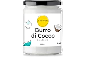 SAUTÓN Crema di Cocco Bio, Coconut Butter Raw, Burro di Cocco Estratto a Freddo, Puro, Crudo, Spalmabile, Vegan 500ml