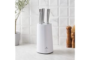 ‎KARACA Karaca Meister Sterilisator Stand Messer Set Weiß Steakmesser Set Küchenmesser, Einfach zur Reinigung, Elegant Design, Scharf, Praktisch und Strapazierfähig, Professional Messer