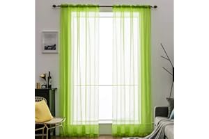 MIULEE Tende Trasparenti Con Passanti Morbidi Finestre per Salotto Eleganti Soggiorno per Camera da Letto e Tende Cameretta Bambini 2 Pannelli 140x280cm Verde Chiaro
