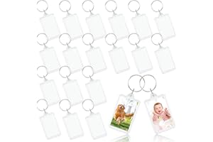 KODWIS Porte-Clés Photo 20 Pièces, Porte-Clé Acrylique Porte Clé Photo Transparent Porte Clef Personnalisé Photo, Porte Clef Photo Vierge en Acrylique pour Famille des Couples DIY Souvenir