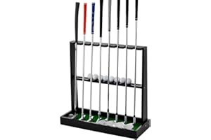 XCSOURCE Wooden Golf Club Holder, Golf Putter Stand Floor Display Rack, Golf Club Rack for Golf Clubs, Golf Balls, Putter Covers Storage, Golf Club Organizer for Indoor Home Club Garage Simulator