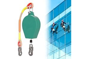 YANGUN Höhensicherungsgerät, 3m-20m Absturzsicherung Einziehbar mit Stahlseil, Absturzsicherung Abseilgerät für Dach und Arbeiten in der Höhe, Klettern ​Sicherungsgerät, Belastung: 150kg(Size:10m)