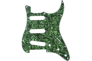 Musiclily SSS 11 Holes Strat Electric Guitar Pickguard for Fender US/Mexico Made Standard Stratocaster Modern Style Guitar Parts,4ply Pearl Green