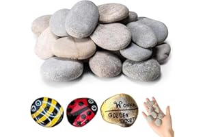 Fokroin Pack of 40 Pebbles for Painting, Flat, High-Quality Flat River Stones, Flat Pebbles for Crafts, Gravel Decorative Stones, Natural Stone, for Colourful Painting and Decoration