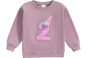 MAHUAOYIXI Baby Girls Birthday Outfits Sweatshirts for Kids Girls Boys T Shirt Long Sleeve Crewneck Letter Embroidery Loose Fit Pullover Tops Toddler Clothes Birthday Gift for Girls