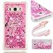 Produktbild E-Mandala Samsung Galaxy J5 2016 Hülle Glitzer Flüssig Liquid Glitter Case Cover Handyhülle Schutzhülle Transparent mit Muster Durchsichtig Tasche Silikon - Blumen Sakura Cherry Blossom Rosa Pink