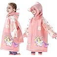Kids Raincoats Waterproof Rain Jacket Hooded Rain Poncho Toddler Boys Girls Rain Suit Reusable Rainwear with Backpack Cover 1-8 Years