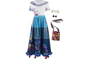 FAONNY Women Mirabel Costume Adult Princess Dress Shirt Skirt Full Set Outfits with Glasses Bag for Halloween Cosplay