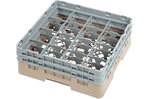 Cambro Camrack 16 Compartment Glass Rack Beige - Max Height 133mm