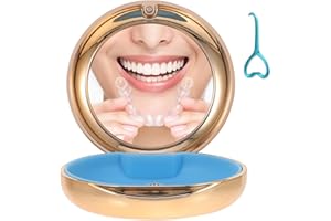 MOVOCATY Étui de retenue avec miroir, joli design galvanisé, étui d'alignement fin avec outil de retrait, fermeture magnétique, étui orthodontique pratique pour Invisalign/garde de nuit/protège-dents