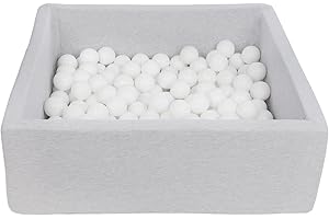 Velinda Piscine a balles pour Enfant, Dimensions: 90x90 cm, Aire de Jeu + 150 balles (Couleurs des balles: Blanc)