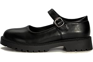 Rio Fiore Mary Janes 8107-1 Mocassins à plateforme en cuir synthétique souple et épais pour femme Noir 3,5 cm