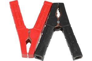 SDHIIOLP 2 Stück Krokodilklemmen, Batterieklemmen für Autobatterien Reines, Kupfer Auto Batterie Ladegerät Klemmen Isoliert Starterkabel Klemmen Überbrückungskabel Klemme mit isolierten Stiefel Kunststoffgriff