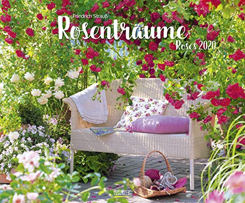 Rosenträume 2020: Großer Wandkalender. Foto-Kunstkalender Rosen-gärten. Querformat 55 x 45,5 cm